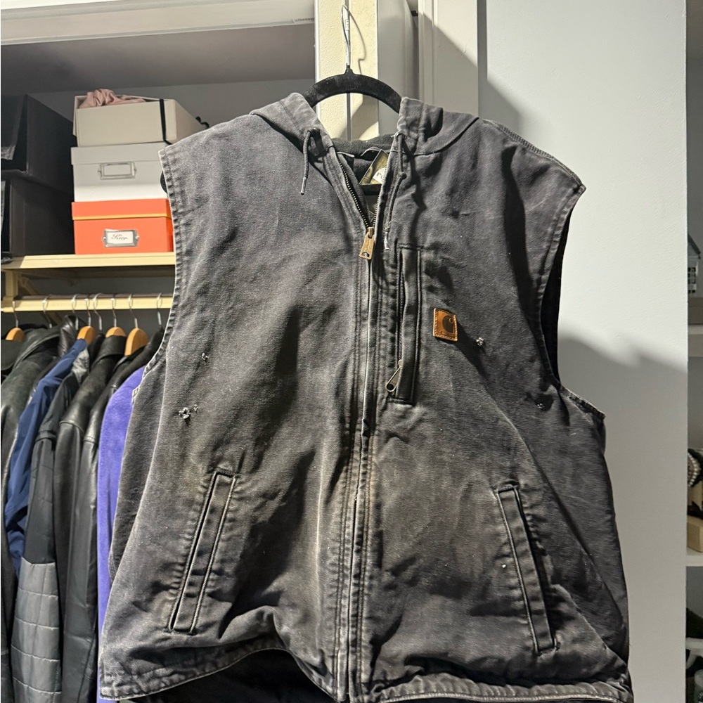 Carhartt Black Hooded Canvas Work Vest